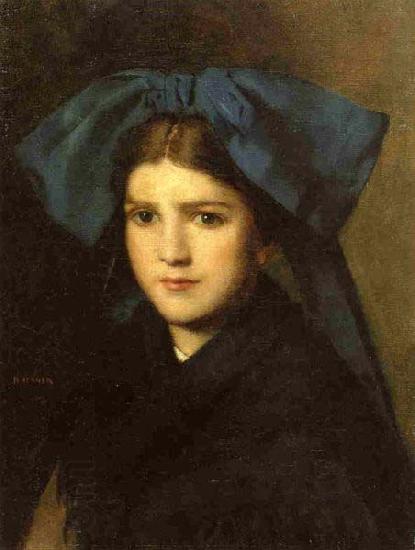 Jean-Jacques Henner Portrait of a Young Girl with a Bow in Her Hair China oil painting art